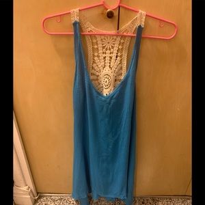 Aqua Crochet Back Dress